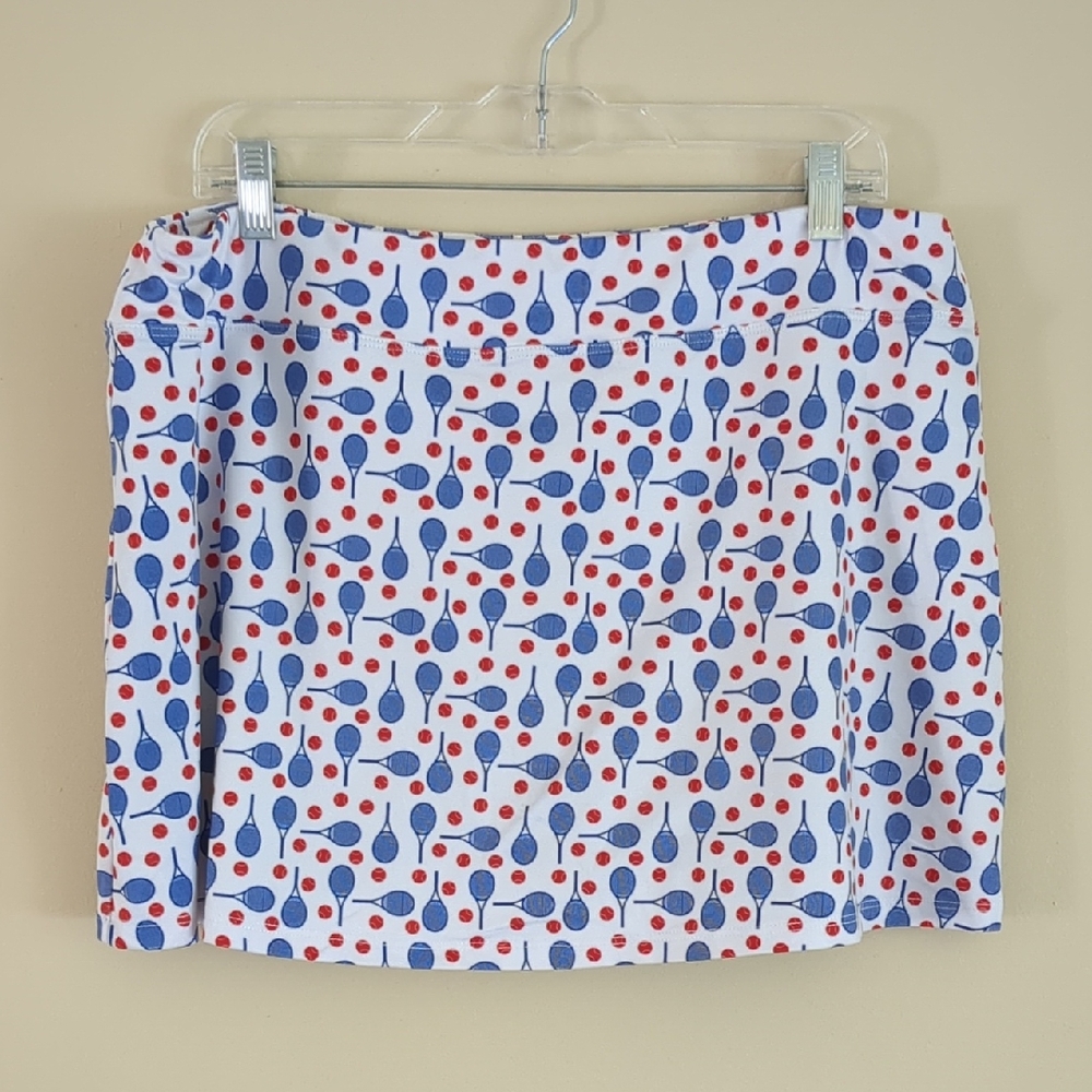 XXL Love Love Skirts Novelty Print Tennis Skort Racquets White Whimsy